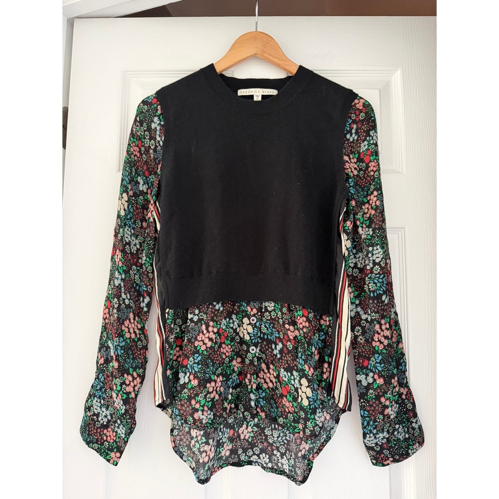 Veronica Beard Mellow Sweater Floral Pretty Little Liars Cashmere Silk - Picture 2 of 3